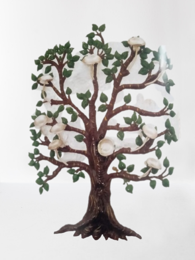 Jade Tree Wall Plate With Diya Banaras Metal Craft