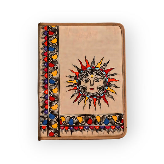 Jute File Folder With Madhubani Painting