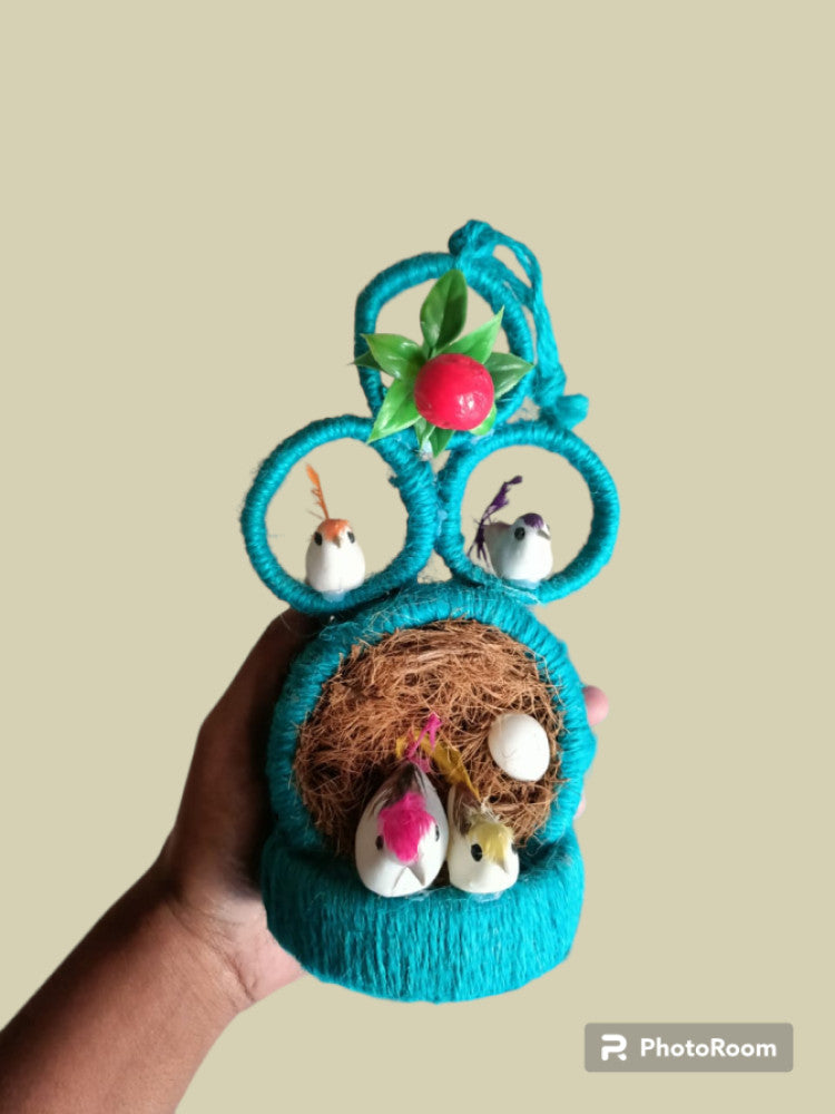 Jute Nest Wall Hanging Light Blue