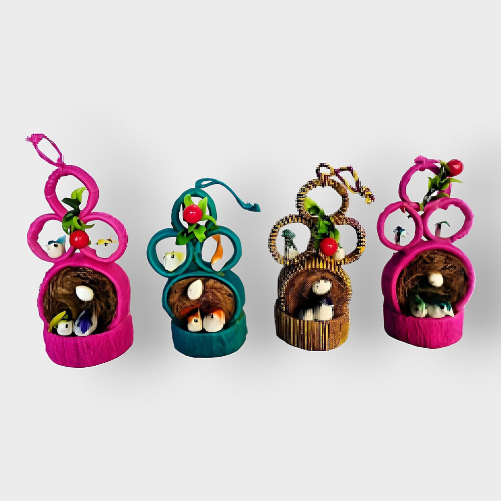 Jute Nest Wall Hanging Maroon Gold