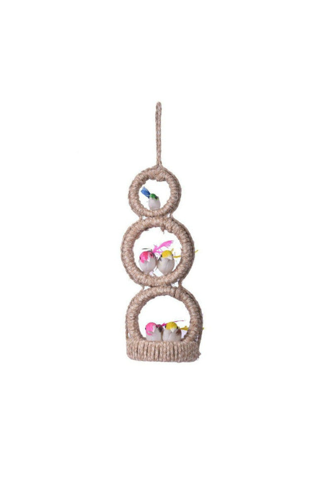 Jute Nest Wall Hanging with 5 birds