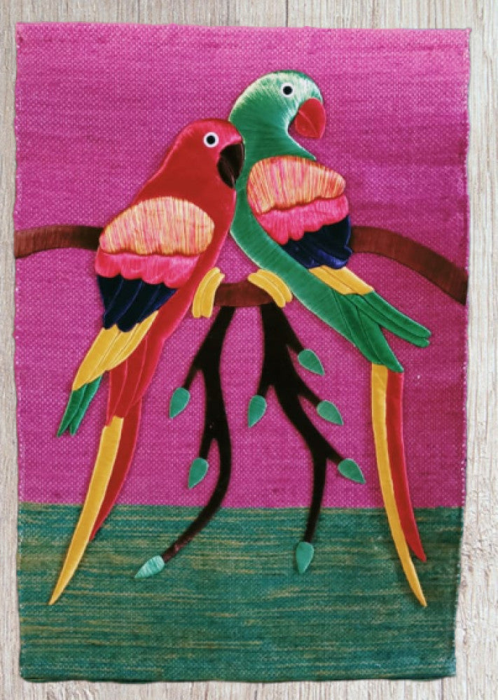 Jute Wall Hanging of 2 Parrots
