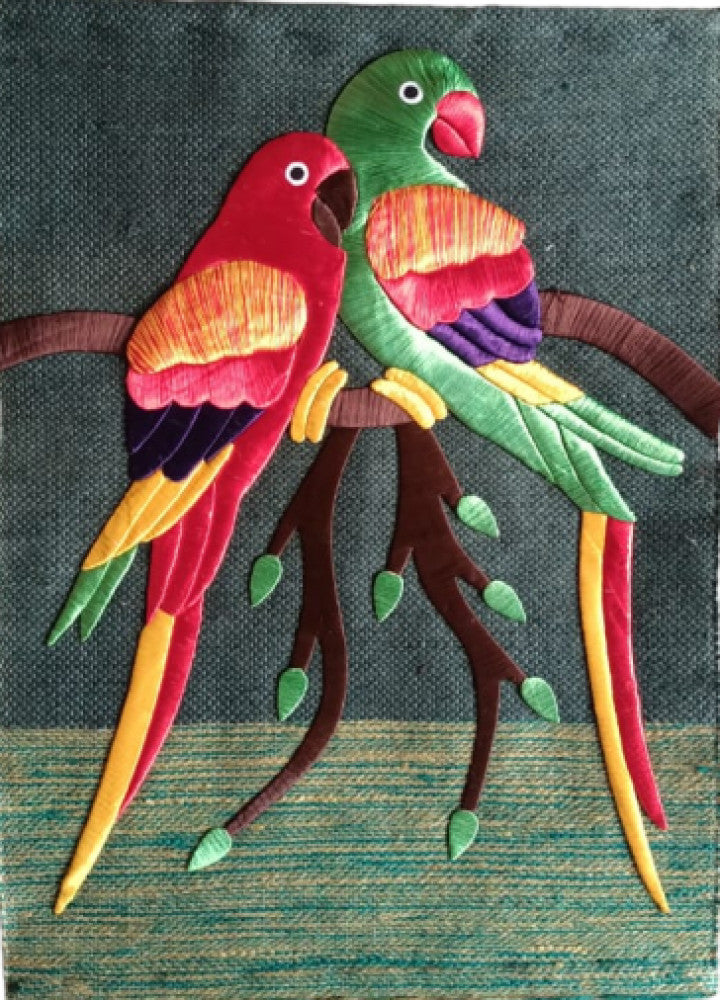 Jute Wall Hanging Parrots