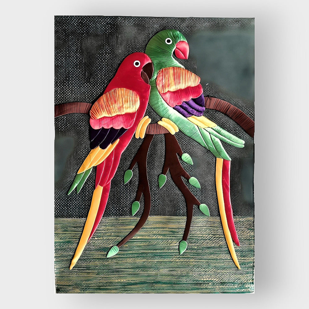 Jute Wall Hanging Parrots