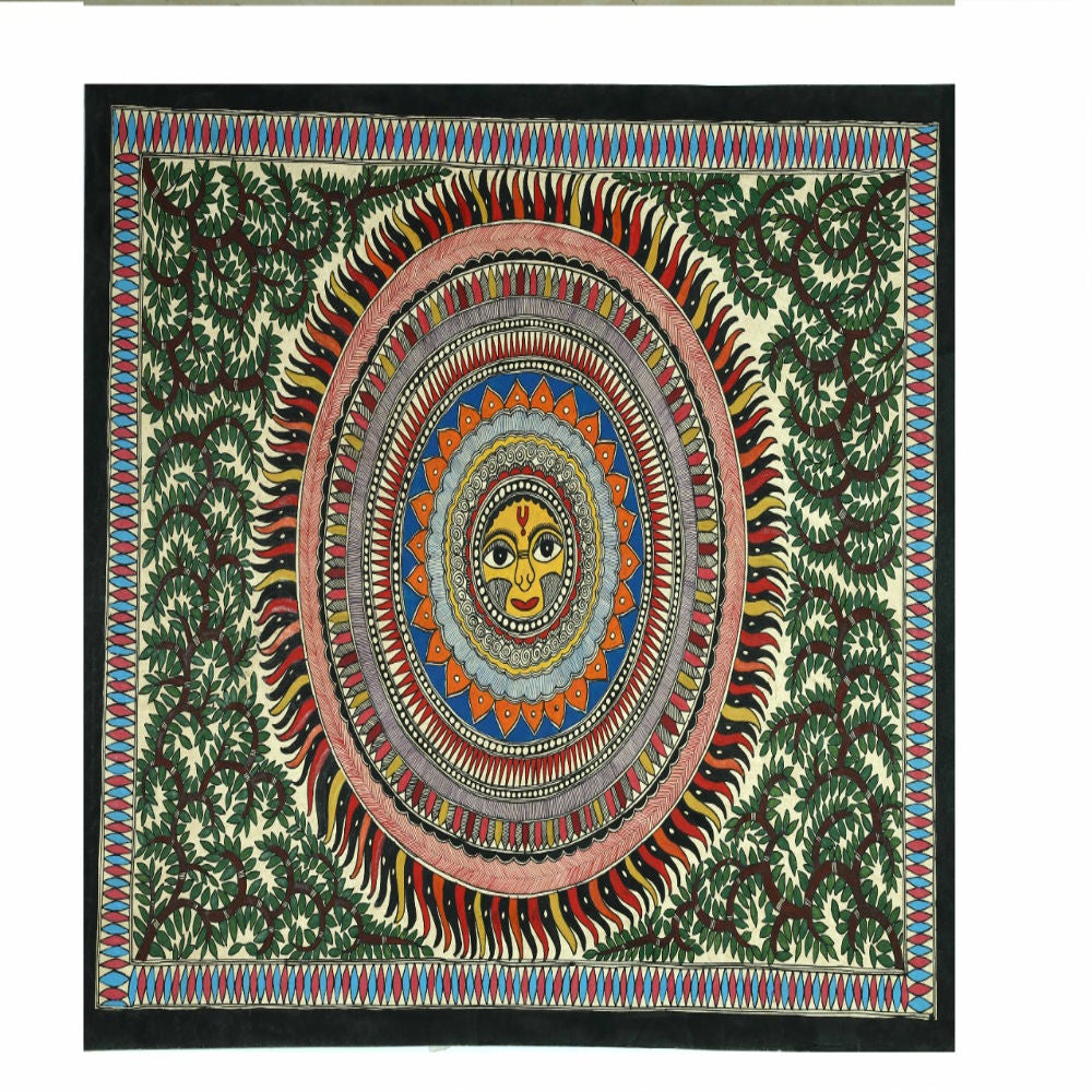 Kaleidoscopic Surya Dev Madhubani Painting
