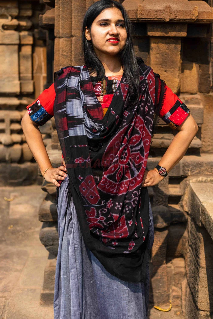 Kargil Kumbha Grey Cotton Saree