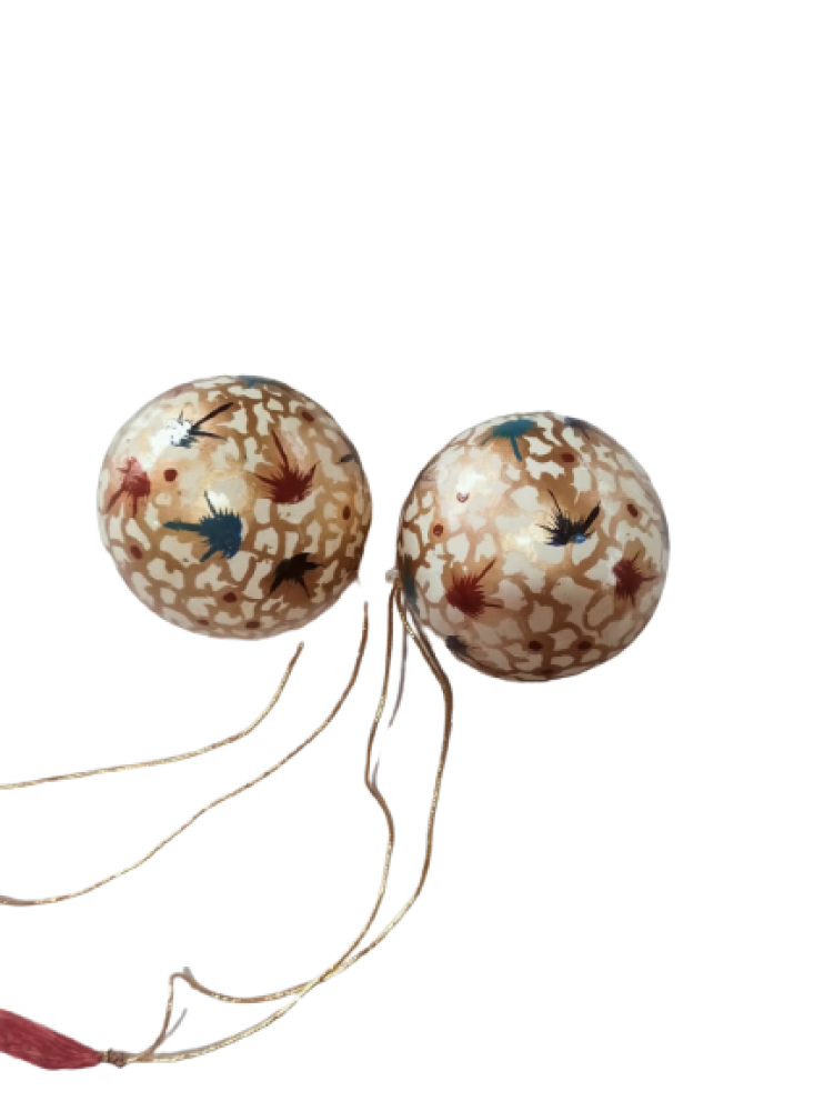 Kashmir Paper Mache Christmas Ball (set of 2)