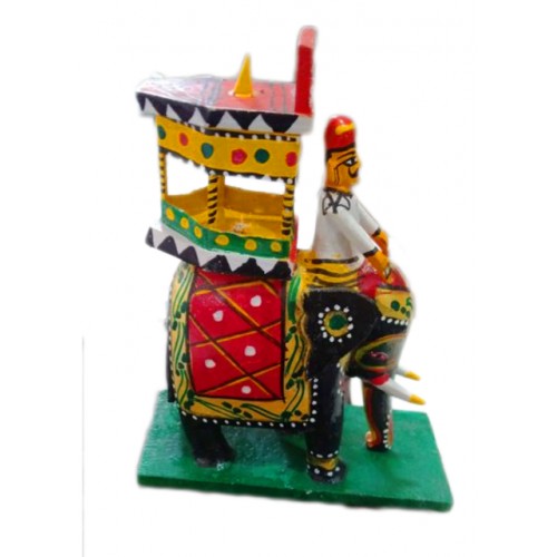 Handmade Kondapalli Bommalu Wooden Toy Village Man With Elephant