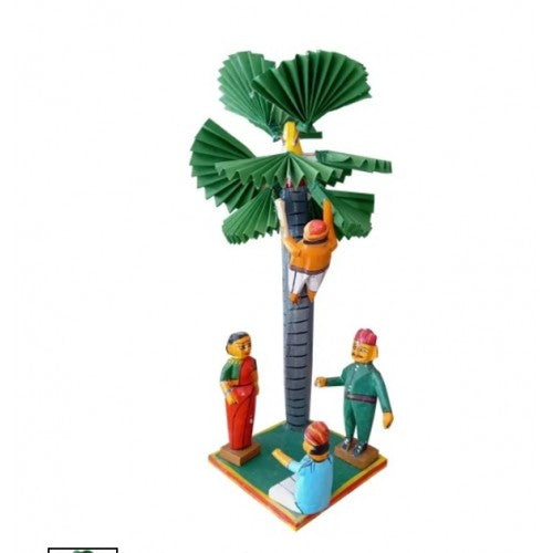 Kondapalli bommallu Wooden Toy Delightful Segment Of Villagers And Tree