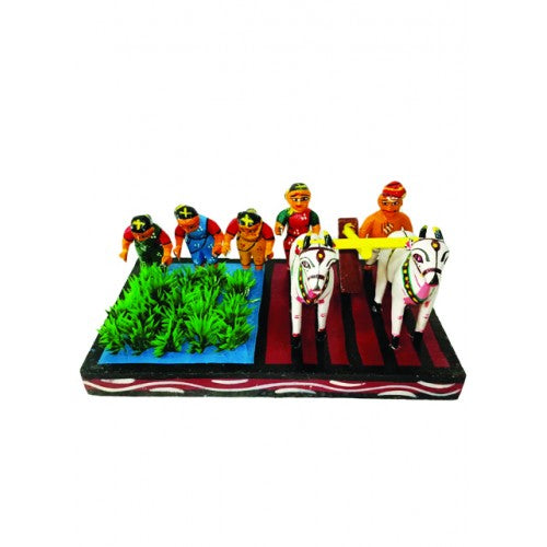 Handmade Beautiful Farming Field By Farmer Design Traditional Kondapalli Bommallu Toy For Home Decor