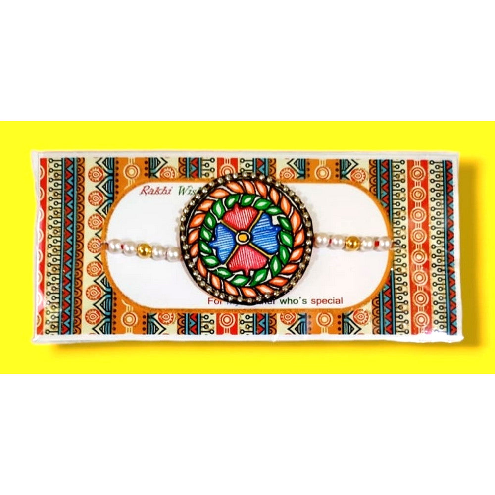 Leaf Pattern Madhubani Rakhi