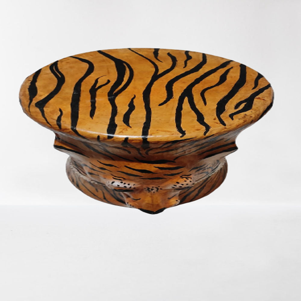 The tiger face design brings a sense of wild and exotic aesthetics to the stool, making it a bold and eye-catching addition to your interior decor. The tiger face design brings a sense of wild and exo