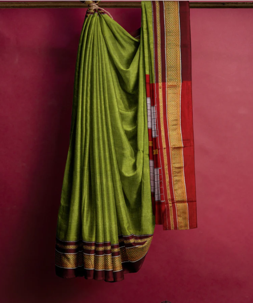 Light Green Colour Ilkal Saree