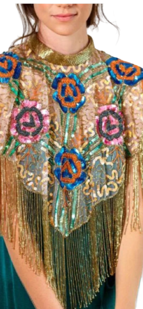 Luxury Beaded Cape Fringe Shoulder Shrug Shawl Pashmina