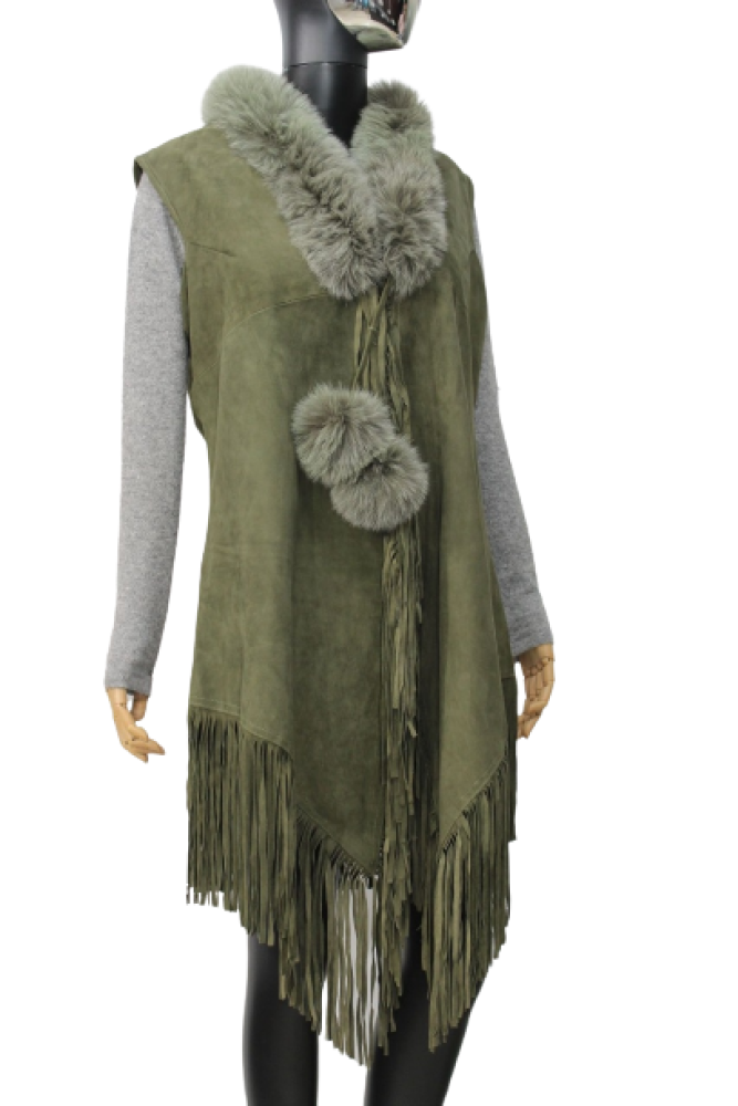 Luxury Sea Green Pashmina Womens Fur Coat