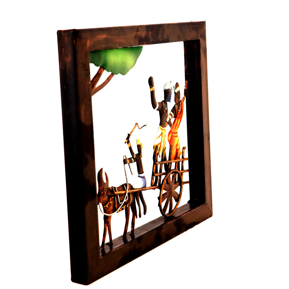 Maadia Maadin couple on a bull cart wall hanging