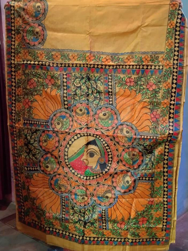 Madhubani Handpainted Saree By Cultural Style 1