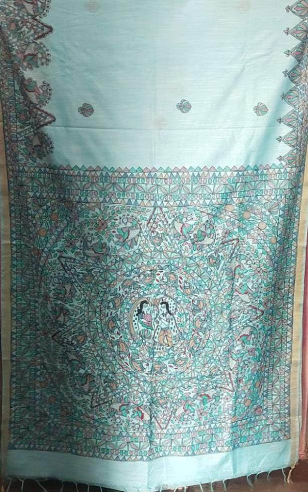 Madhubani Handpainted Saree By Cultural Style 12