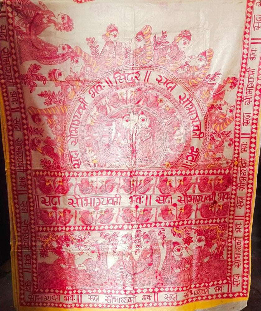 Madhubani Handpainted Saree By Cultural Style 14