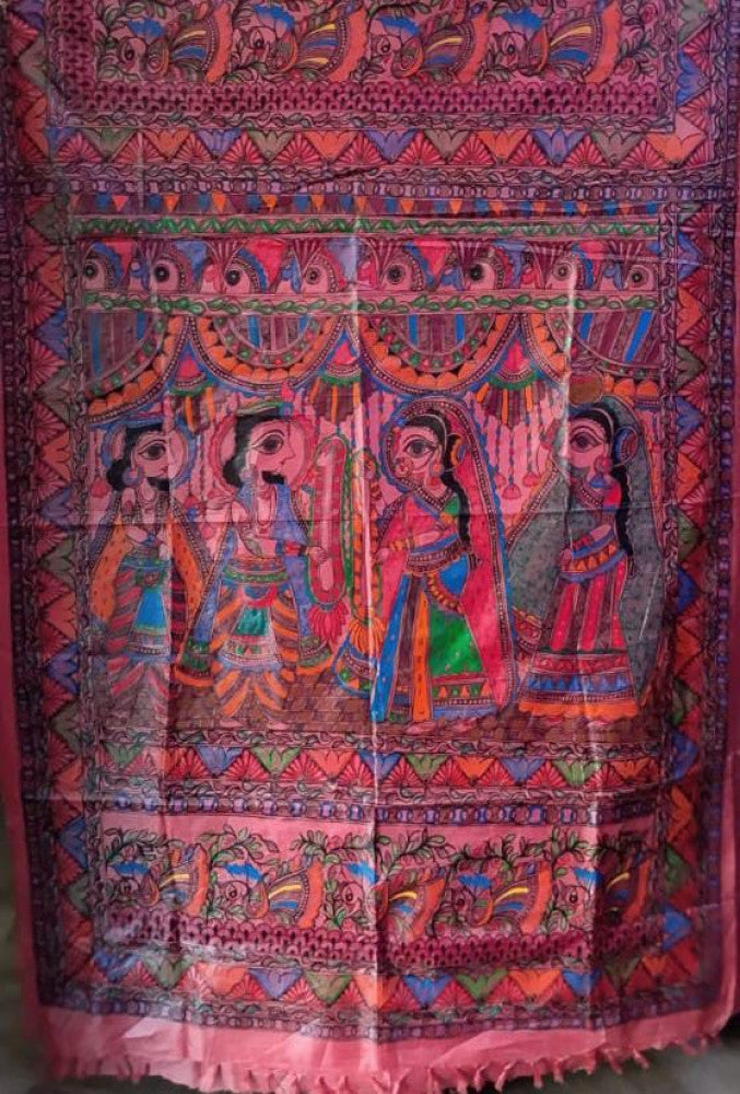 Madhubani Handpainted Saree By Cultural Style 17