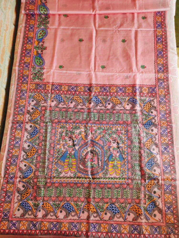 Madhubani Handpainted Saree By Cultural Style 7