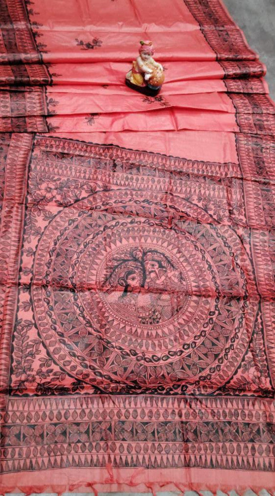 Madhubani Handpainted Saree By Cultural Style 8