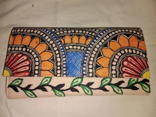 Madhubani painting clutch bag mobile holder Style 2