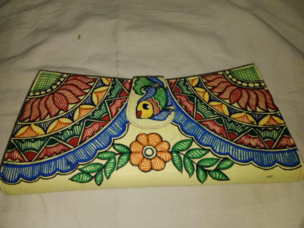 Madhubani painting clutch bag mobile holder Style 4