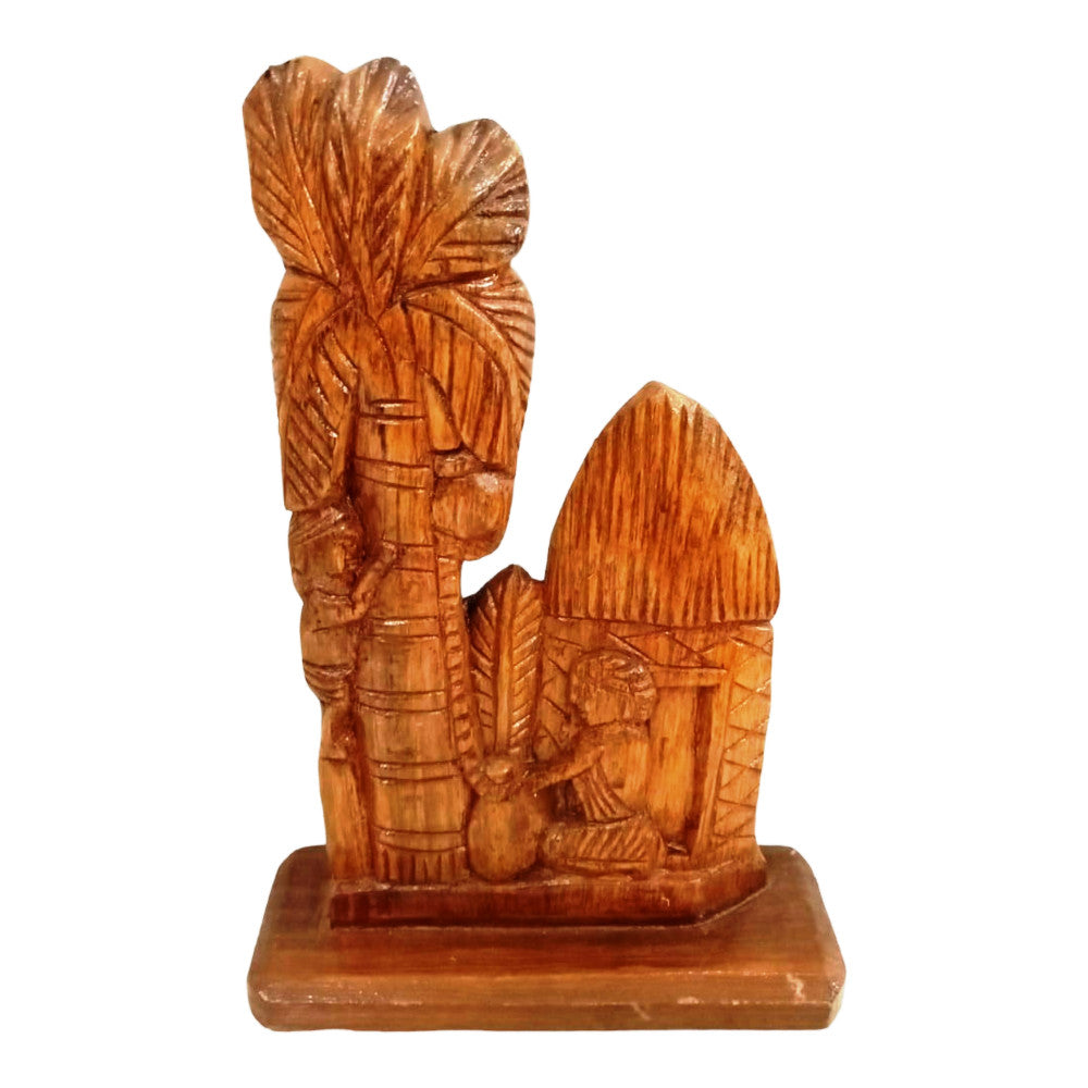 Madina & Madini hanging a pot to the Tree Bastar Wooden Craft