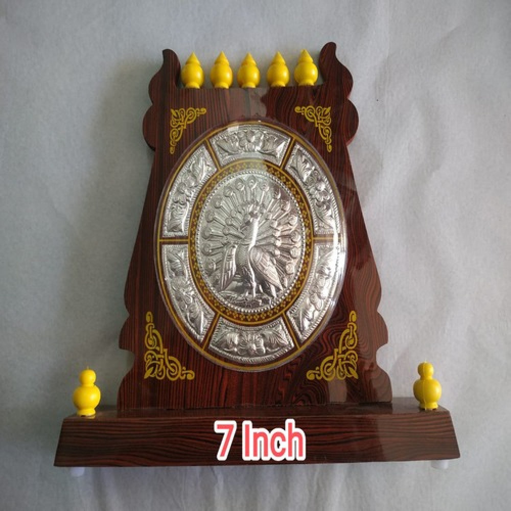 Majestic Peacock Motif Tanjore Art Shield Mementos - 7 inches