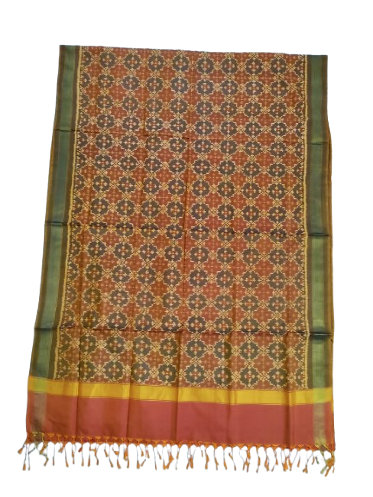 Maroon with Green Boarder Rajkot Patola Dupatta