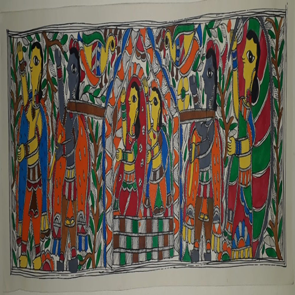 Marriage Couple In Dholi Madhubhani Painting