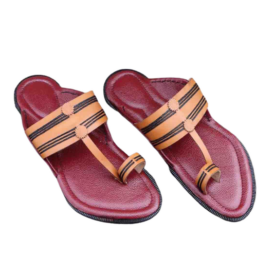 Men - Maroon & Brown Chappal