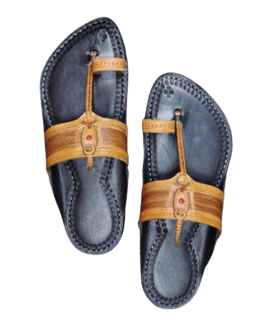Men - Yellow & Black Chappal (I)