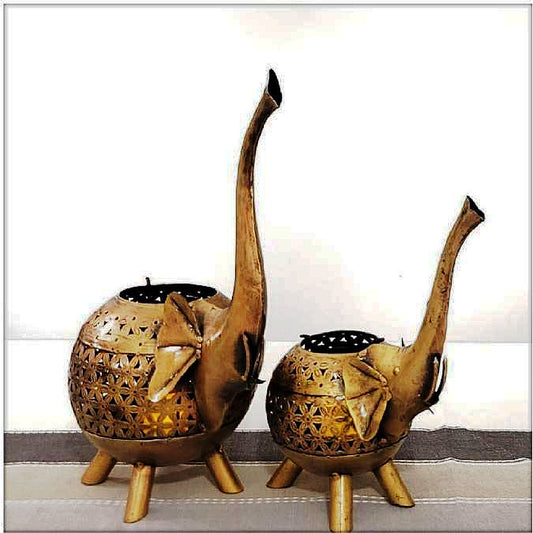 Metal Elephant Candle Holder Set Of 2