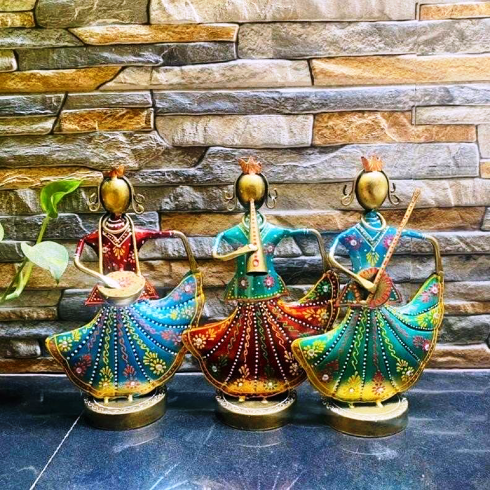 Metal Rajasthani Show Piece Set Of 3