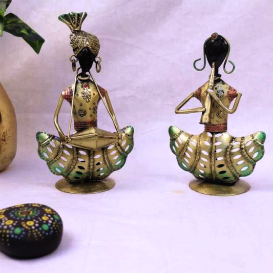 Metal Tea Light Musician Décor Set Of 2