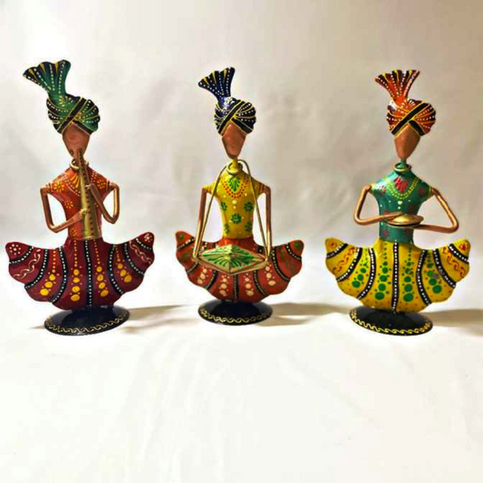 Metalic Musician Figurine Set Of 3