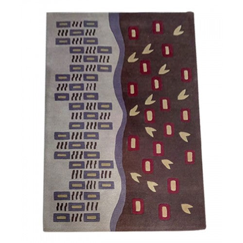 Classic Multicolour Hand Tufted Design Pure Wool Cotton Mirzapur Dari (5 x 8 Ft).