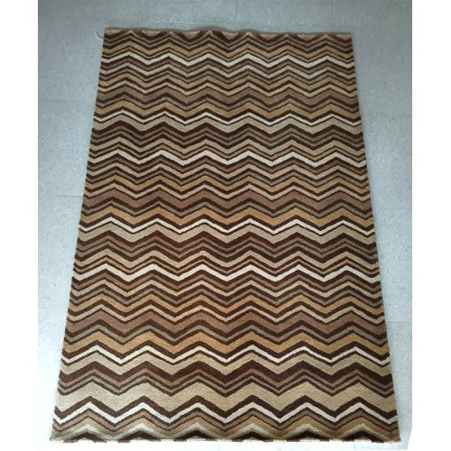 Latest Hand Tufted Multicolour Design Pure Wool Cotton Mirzapur Dari (5 x 8 Ft).