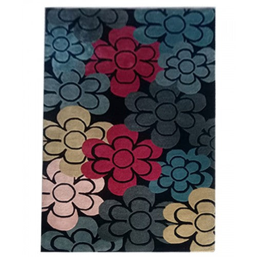 Beautiful Hand Tufted Multicolour Flower Design Pure Wool Cotton Mirzapur Dari (5 x 8 Ft).