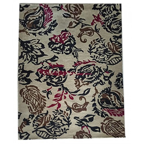 Pretty Hand Tufted Multicolour Flower Design Pure Wool Cotton Mirzapur Dari (5 x 8 Ft).