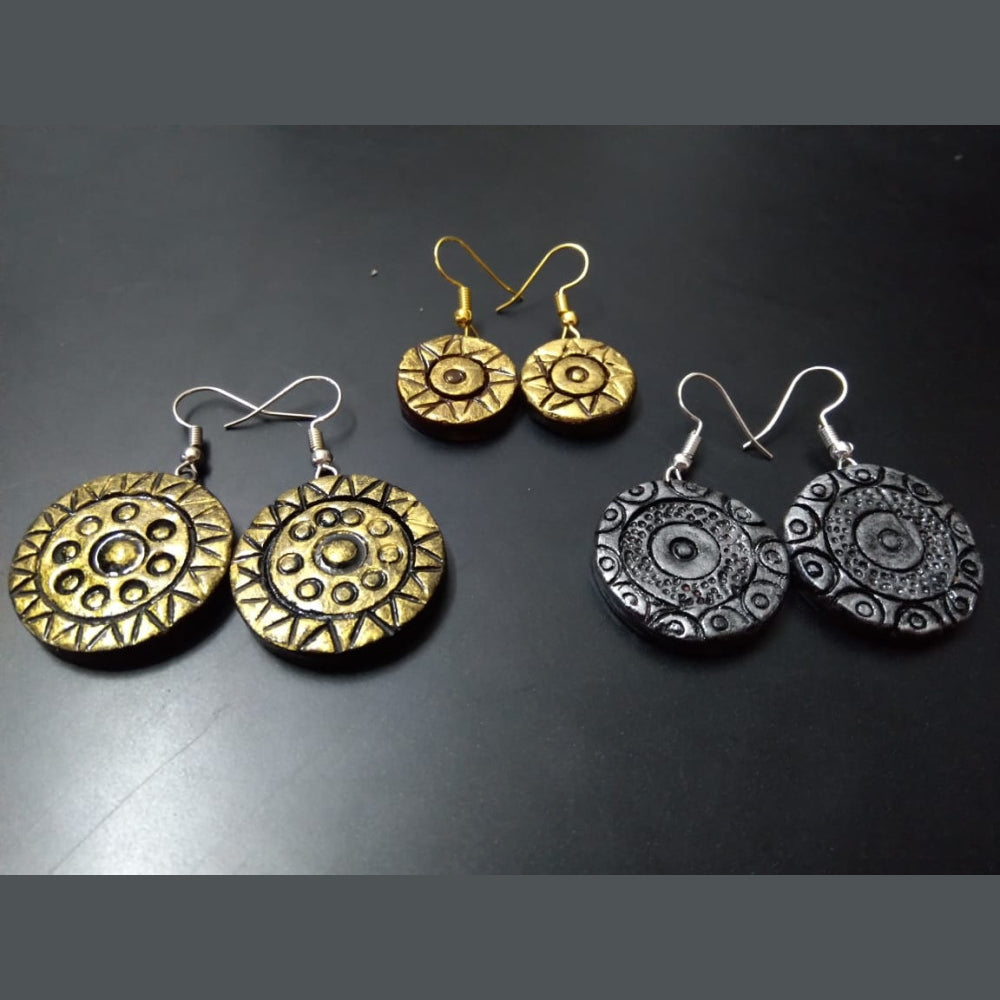 Molela Terracotta Clay Beautiful Earings Set of 3