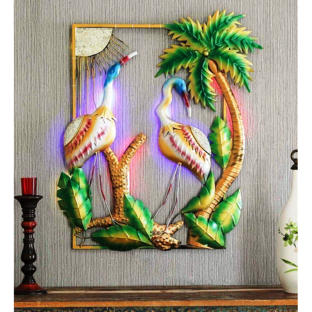 Multicolour Flamingo Pair Wall Décor