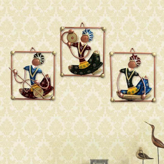 Multicolour Metal Tribal Men Set Of 3