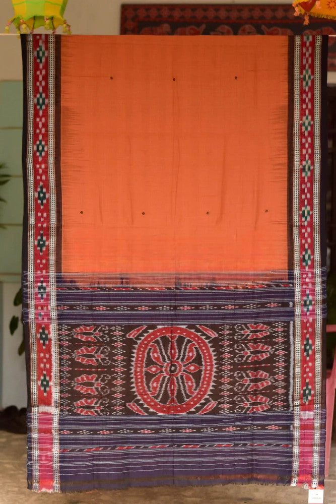 Multicolour Orange & Red Khandua Saree