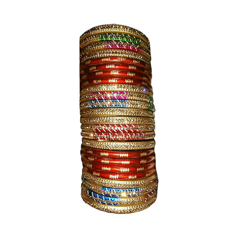 Muzaffarpur Fancy Golden Multi Lac Bangles Set