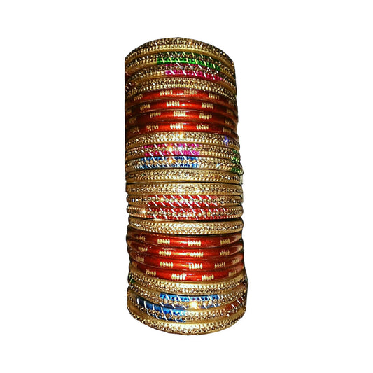 Muzaffarpur Fancy Golden Multi Lac Bangles Set