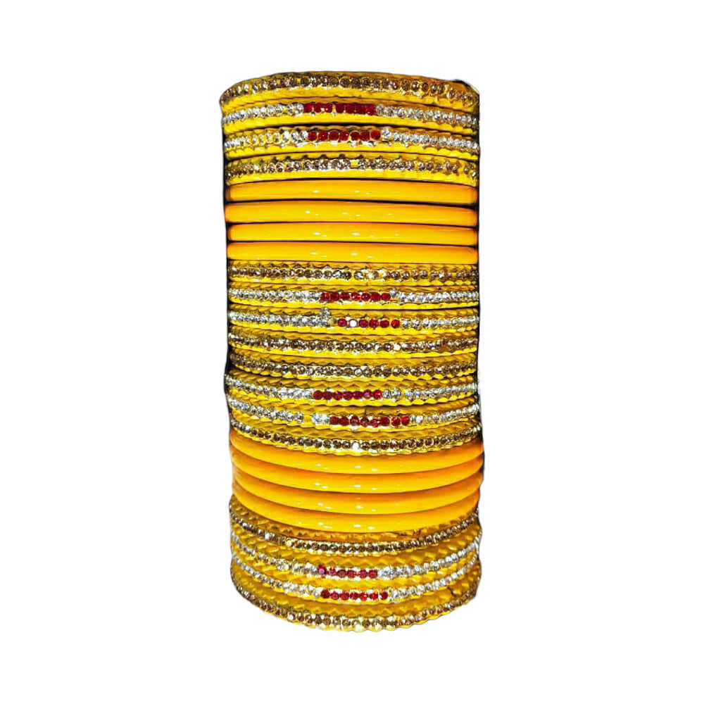 Muzaffarpur Fancy Yellow Lac Bangles Set