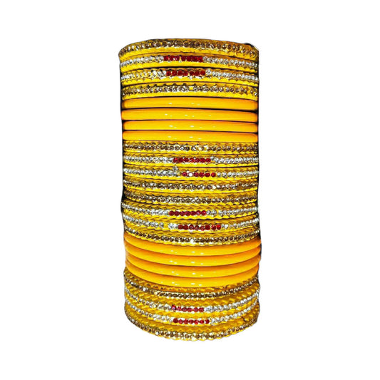 Muzaffarpur Fancy Yellow Lac Bangles Set